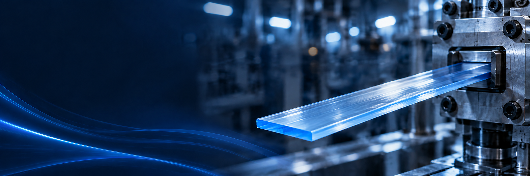 Illustrative extrusion scene with a transparent blue keder profile